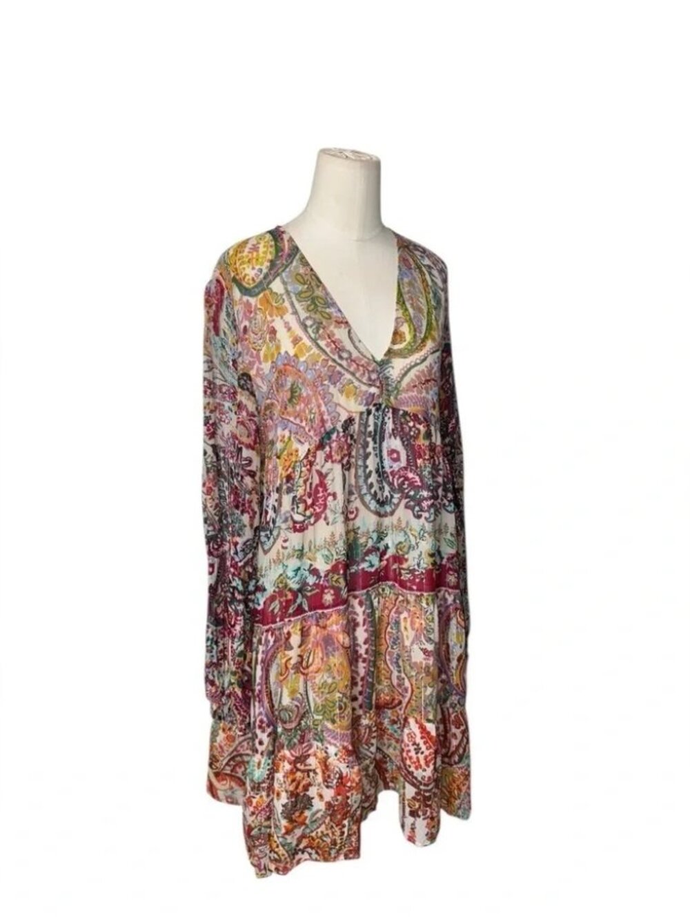 ZARA BOHO METALLIC THREAD PRINTED DRESS - Picture 8 of 10